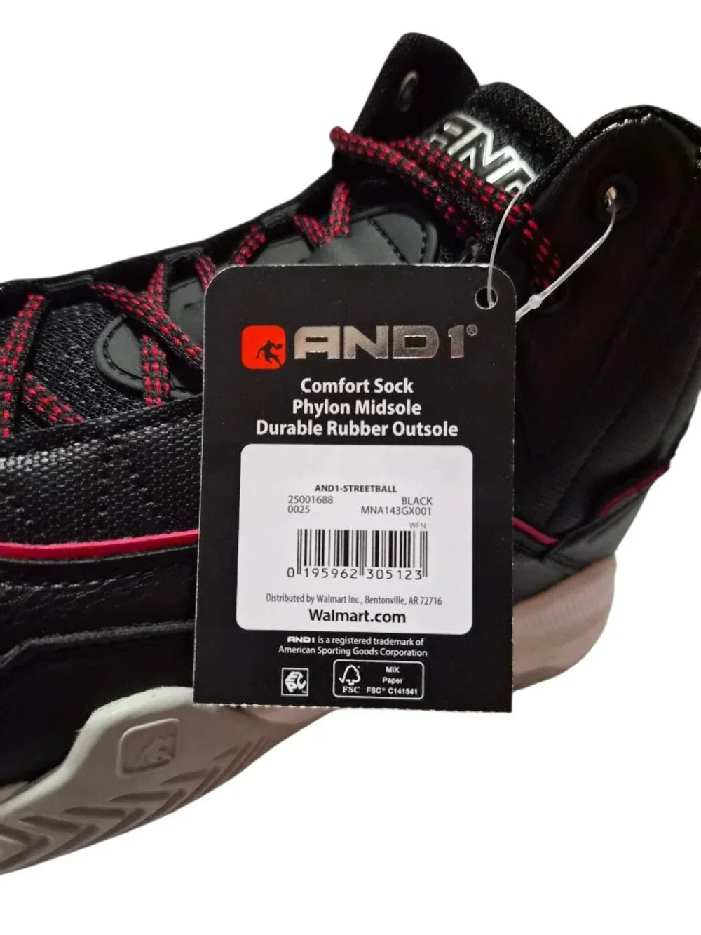 AND1 Mens Athletic Basketball Shoes Streetball High Top Size 7, 10 Lace-up Black